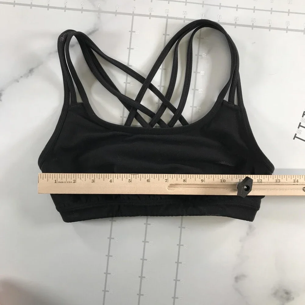 Athleta Sports Bra Womens XS Black Strappy Crossback Mesh Lined Removable Pads - Picture 8 of 14